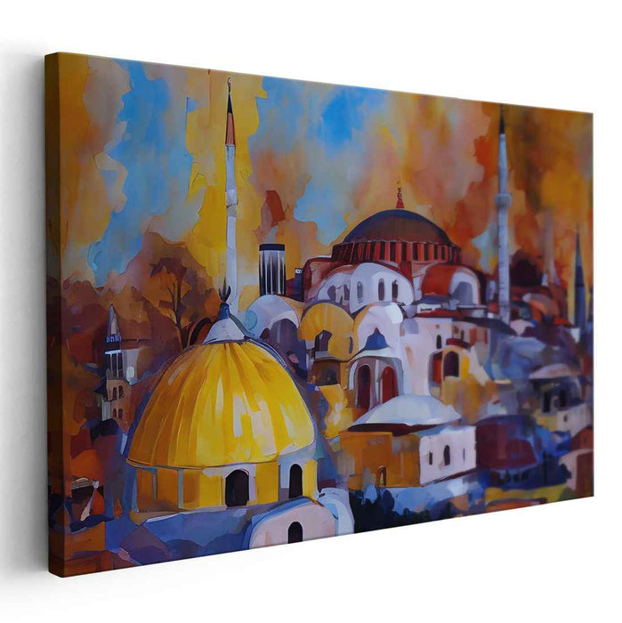 Vibrant Istanbul: Expressionist Cityscape Canvas Art Print