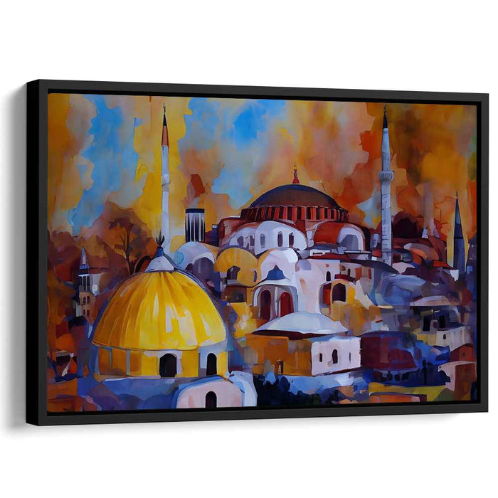 Vibrant Istanbul: Expressionist Cityscape Canvas Art Print