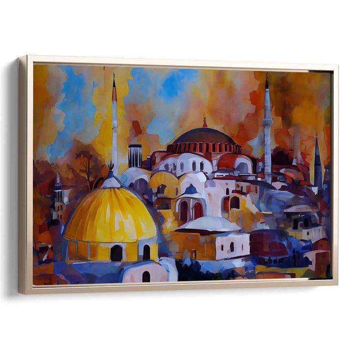 Vibrant Istanbul: Expressionist Cityscape Canvas Art Print
