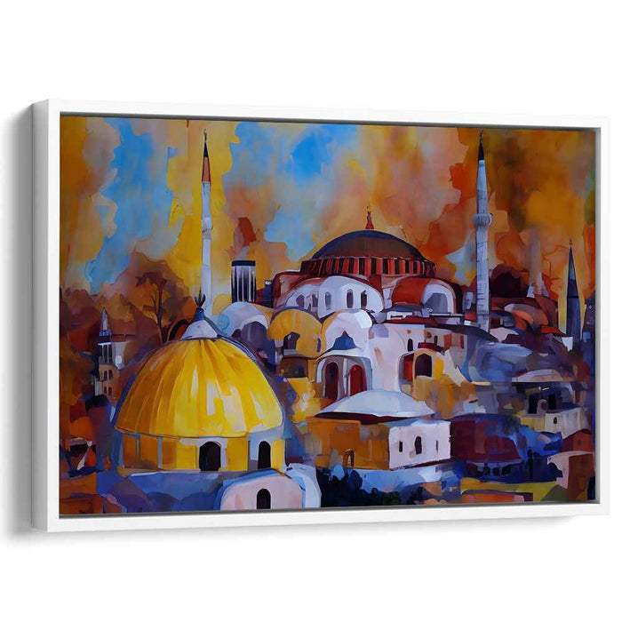 Vibrant Istanbul: Expressionist Cityscape Canvas Art Print