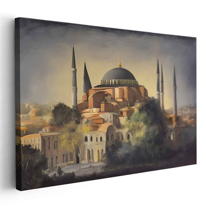 Timeless Echoes Reverberate: Realistic Oil Painting of Hagia Sophia on Canvas