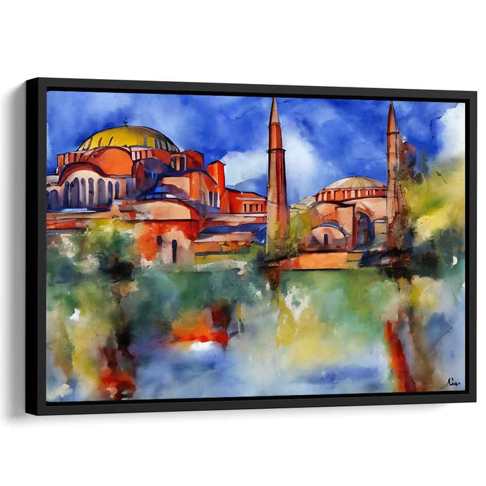 Pastel Splendor: Watercolor Depiction of Historic Architecture