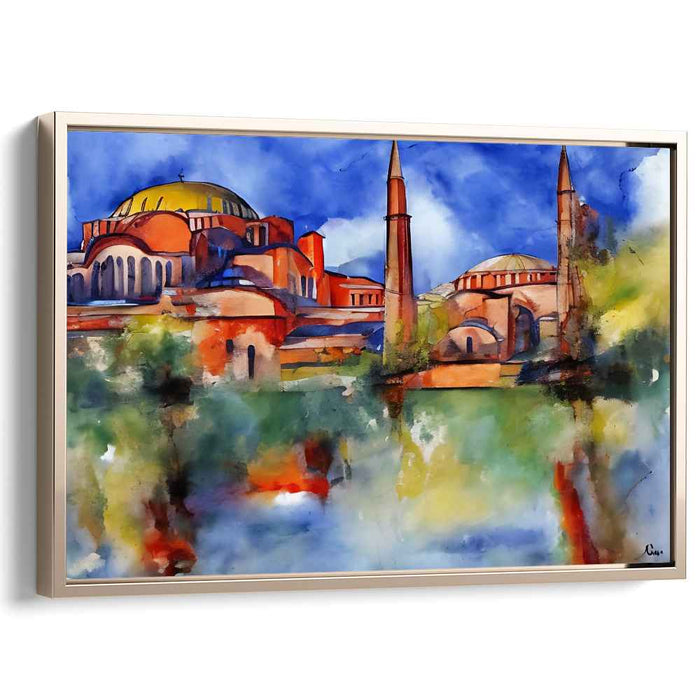 Pastel Splendor: Watercolor Depiction of Historic Architecture