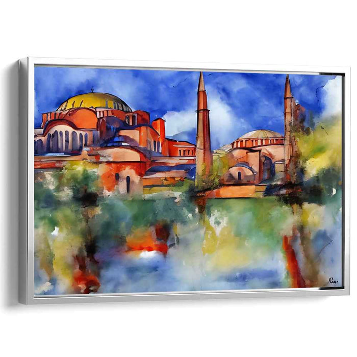 Pastel Splendor: Watercolor Depiction of Historic Architecture