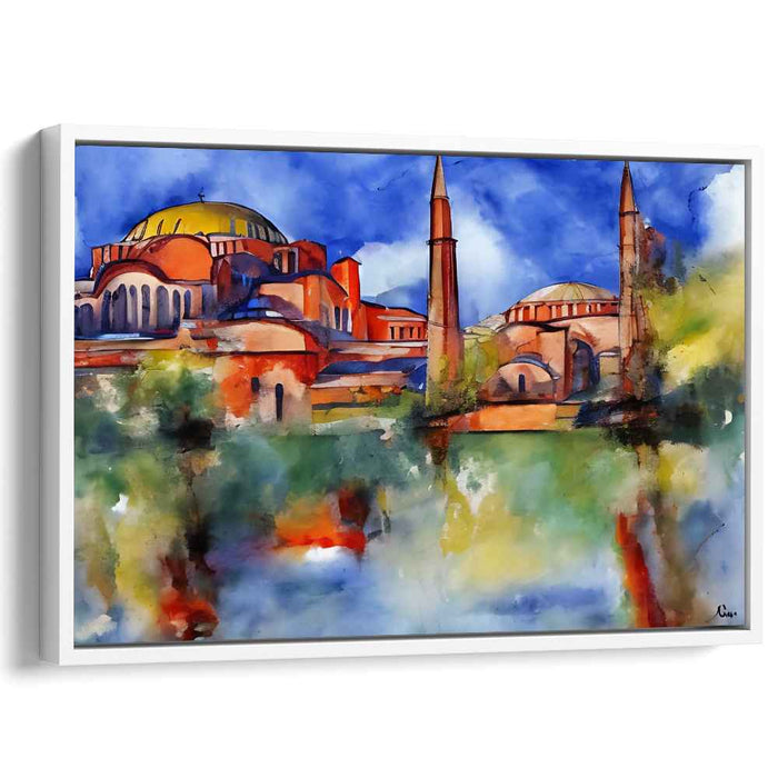 Pastel Splendor: Watercolor Depiction of Historic Architecture