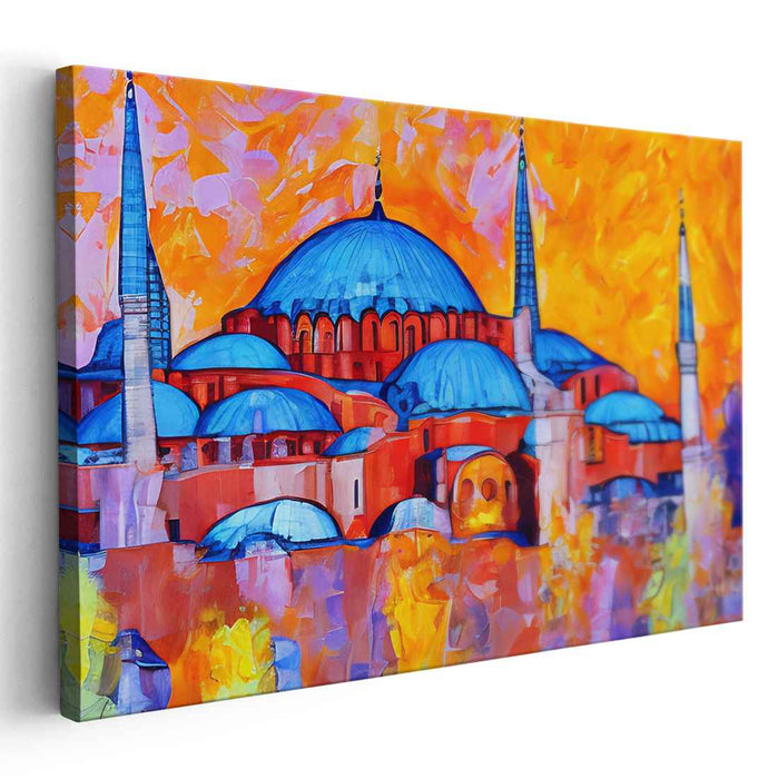 Urban Byzantium Reverie: Contemporary Impressionist Hagia Sophia Canvas Art Print