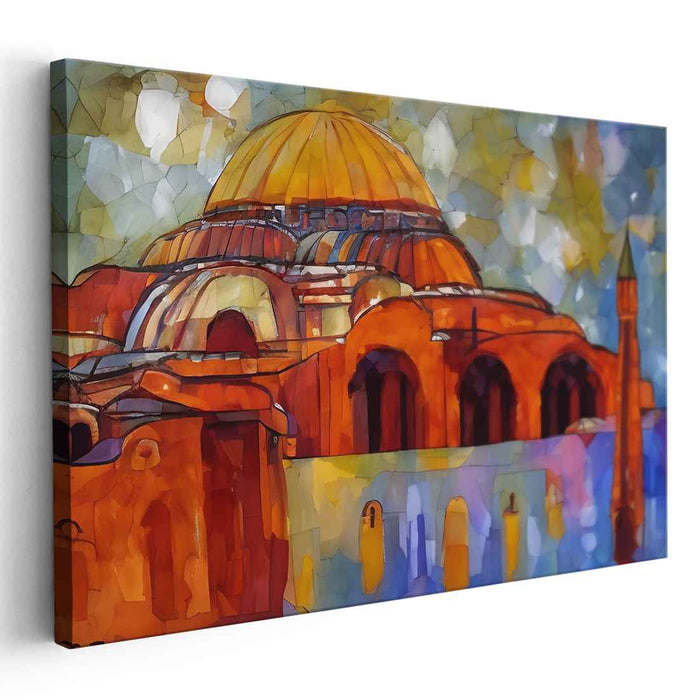 Spectral Serenity Dance: Abstract Watercolor Dome Canvas Art