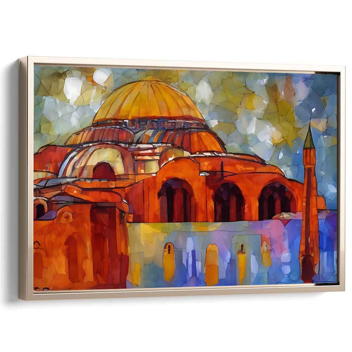 Spectral Serenity Dance: Abstract Watercolor Dome Canvas Art