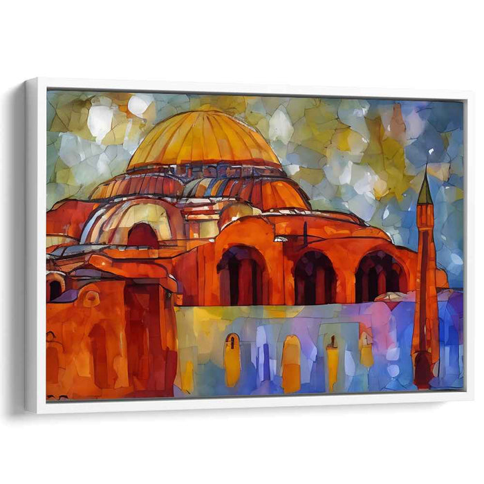 Spectral Serenity Dance: Abstract Watercolor Dome Canvas Art