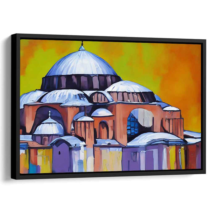 Spiritual Radiance: Expressionist Colorful Mosque Canvas Art