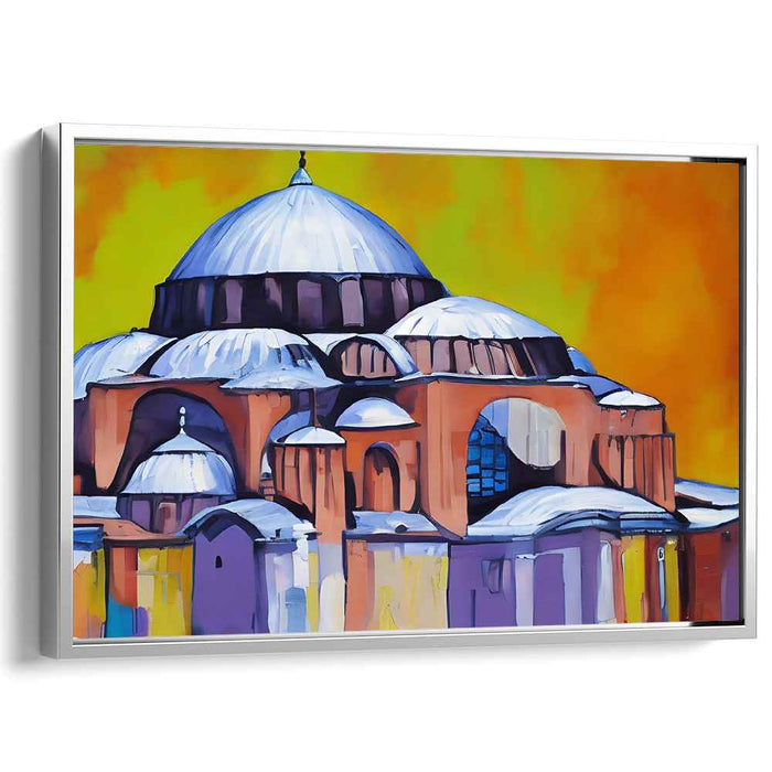 Spiritual Radiance: Expressionist Colorful Mosque Canvas Art