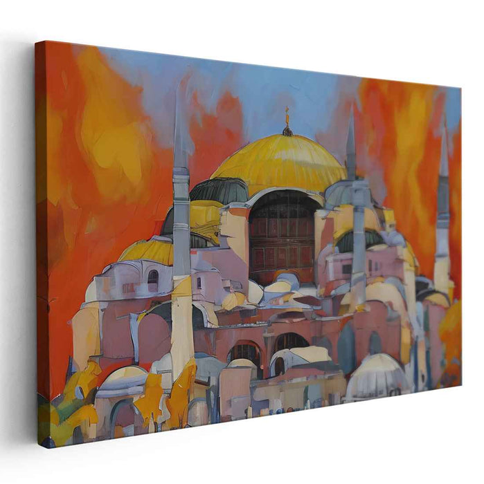 Ethereal Byzantine Reverie: Impressionistic Hagia Sophia Canvas Art Print