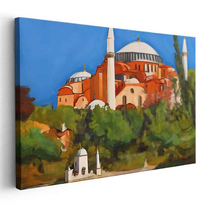 Timeless Tranquility Tapestry: Vibrant Hagia Sophia Canvas Art Print
