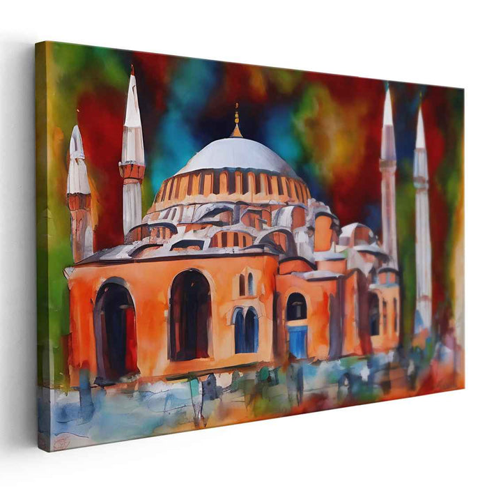 Strokes Of Byzantium: Impressionist Depiction of Hagia Sophia Canvas Art Print