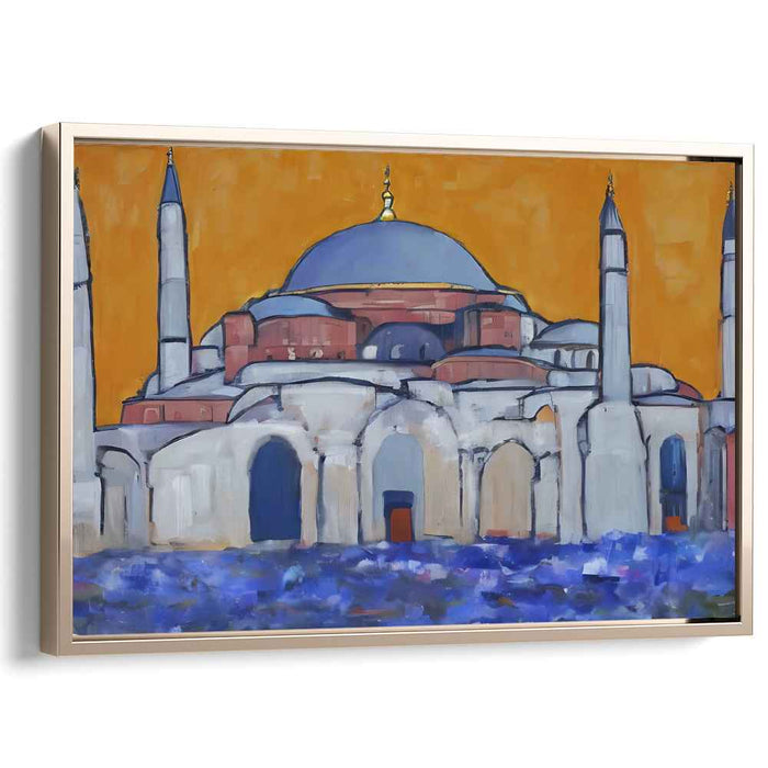 Ethereal Spectrum Reimagined: Expressionist Hagia Sophia in Vibrant Blue and Orange