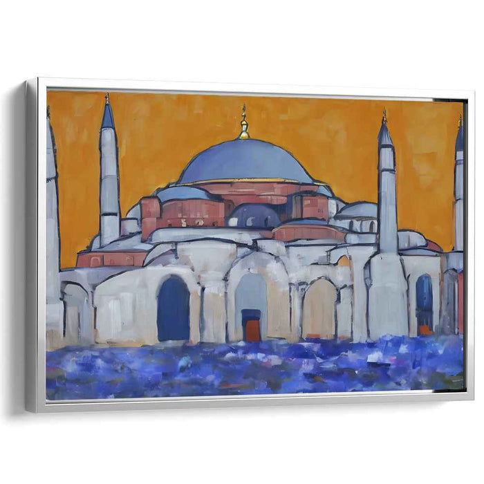 Ethereal Spectrum Reimagined: Expressionist Hagia Sophia in Vibrant Blue and Orange