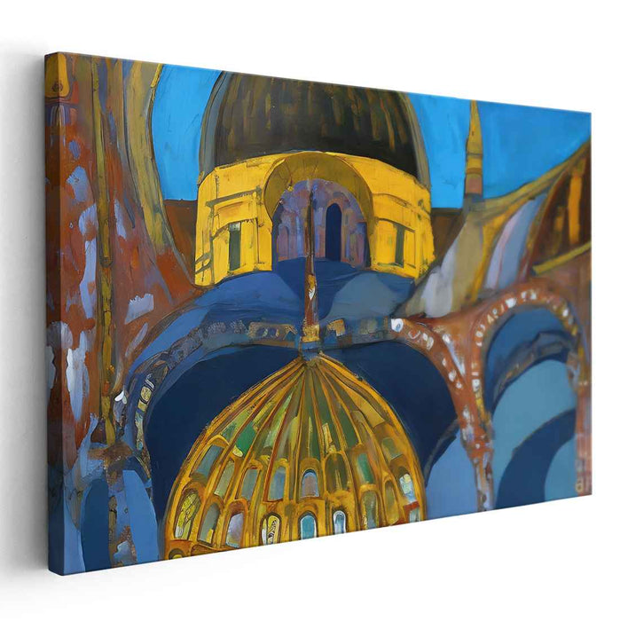 Architectural Abstraction Symphony: Abstract Expressionist Architectural Canvas Art Print