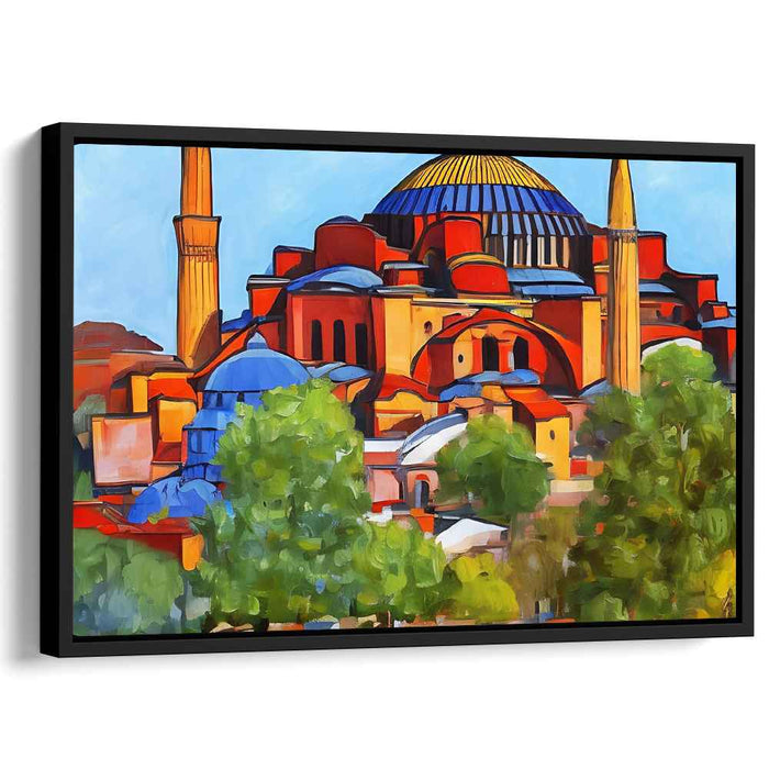 Vivid Byzantine Reverie: Stylized Hagia Sophia in Bold Colors Canvas Art Print
