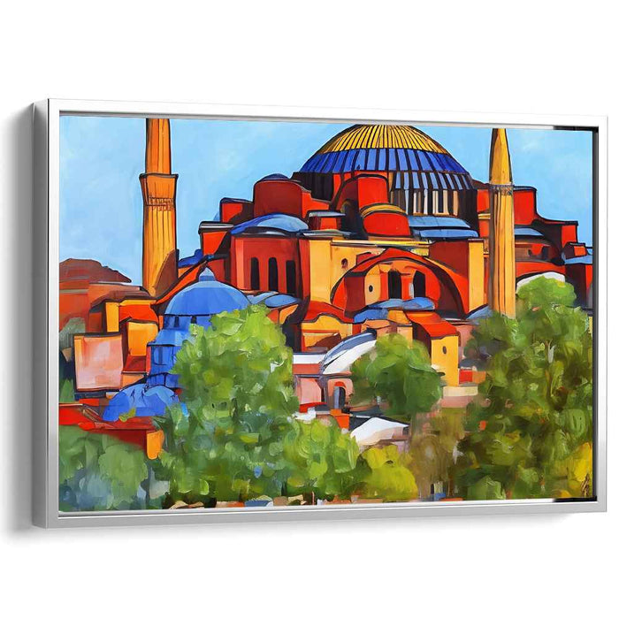 Vivid Byzantine Reverie: Stylized Hagia Sophia in Bold Colors Canvas Art Print