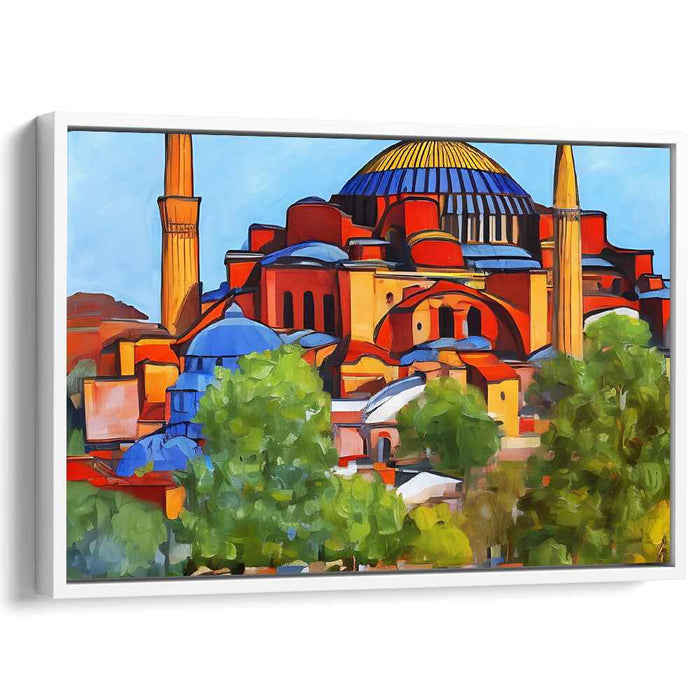 Vivid Byzantine Reverie: Stylized Hagia Sophia in Bold Colors Canvas Art Print