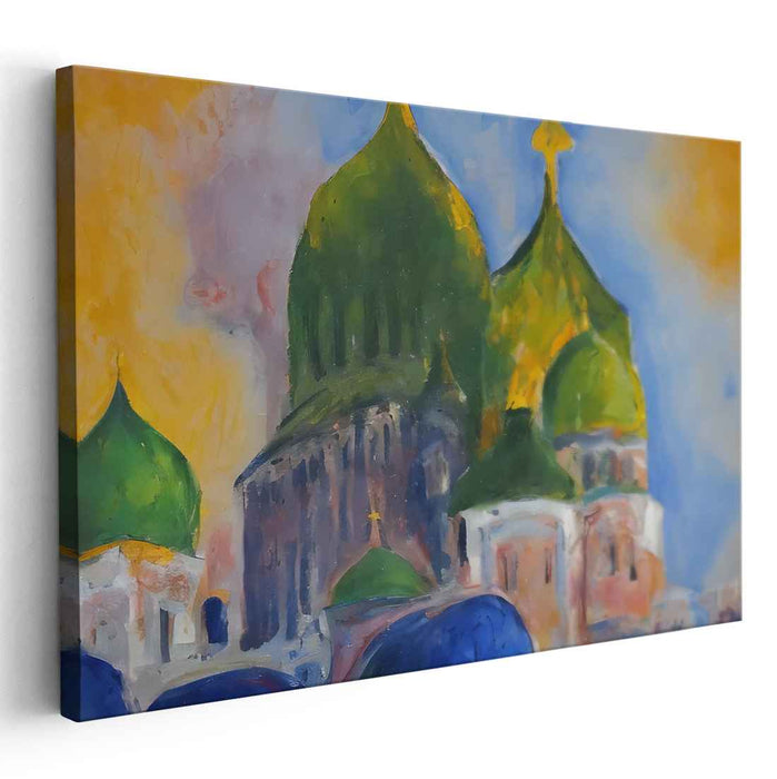 Whispers Of Stone And Light: Impressionist Architectural Marvel Canvas Art Print