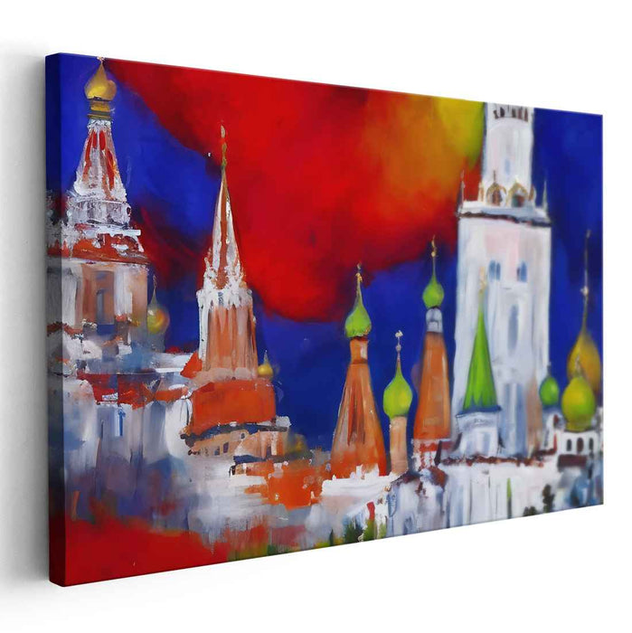 Creative Geometry Fusion: Vibrant Architectural Expressionist Canvas Art Print