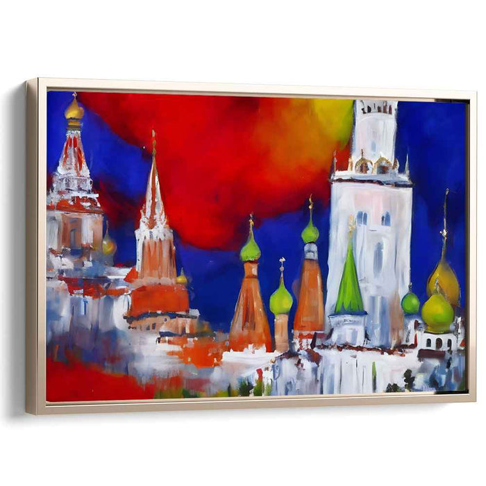Creative Geometry Fusion: Vibrant Architectural Expressionist Canvas Art Print