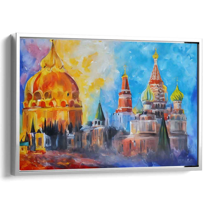 Radiant Skyline: Expressionistic Cityscape with Golden Domes and Cool Blues