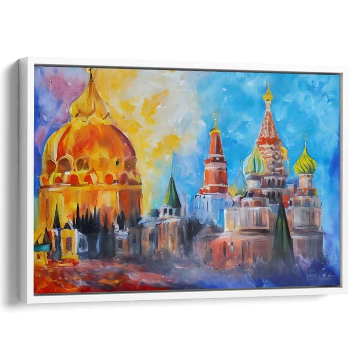 Radiant Skyline: Expressionistic Cityscape with Golden Domes and Cool Blues