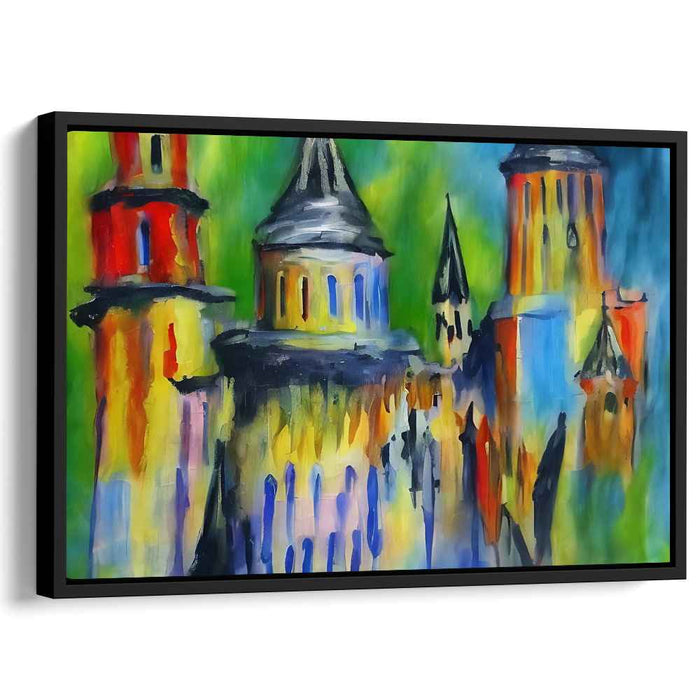 Enchanted Skyline: Vivid Abstract Cityscape Canvas Art Print