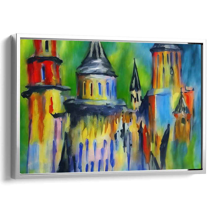 Enchanted Skyline: Vivid Abstract Cityscape Canvas Art Print