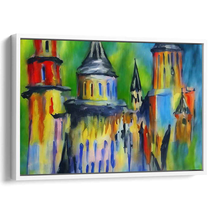 Enchanted Skyline: Vivid Abstract Cityscape Canvas Art Print