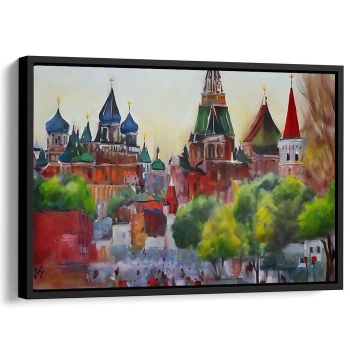 Crimson Reflections: Impressionist Red Square Canvas Art Print