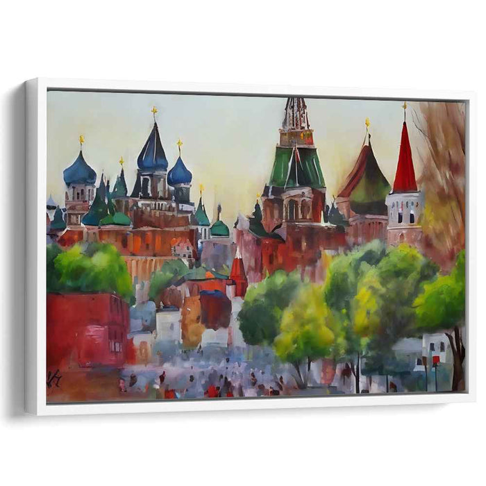 Crimson Reflections: Impressionist Red Square Canvas Art Print