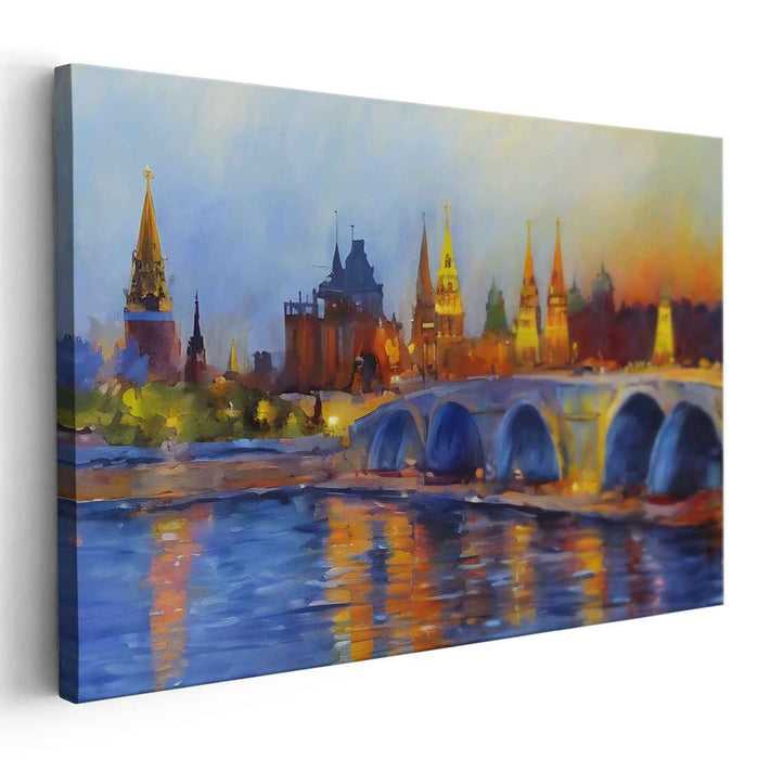 Twilight Tranquil Horizon Glow: Majestic Cityscape at Dusk