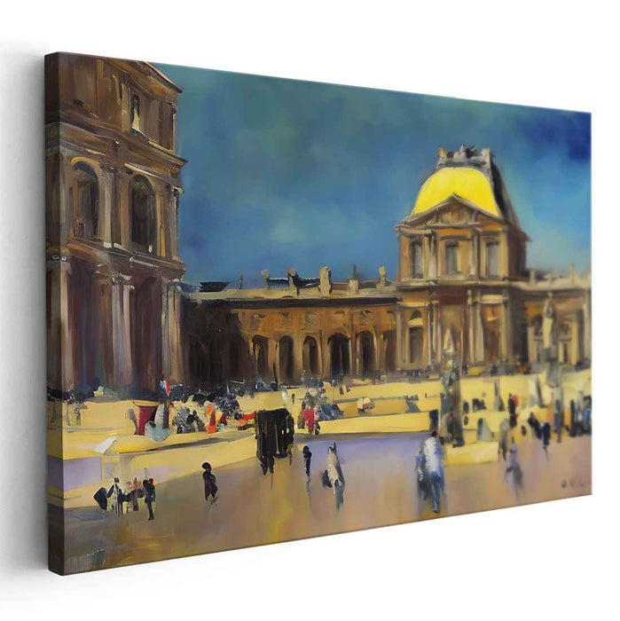 Sunlit Grandeur: Impressionist Architectural Landmark Canvas Art Print