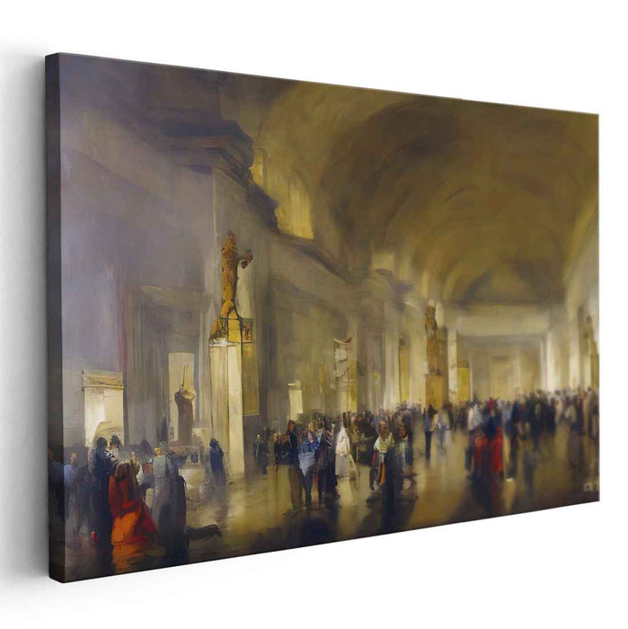 Grandeur Within Gold Walls: Majestic Golden Hall Oil Painting