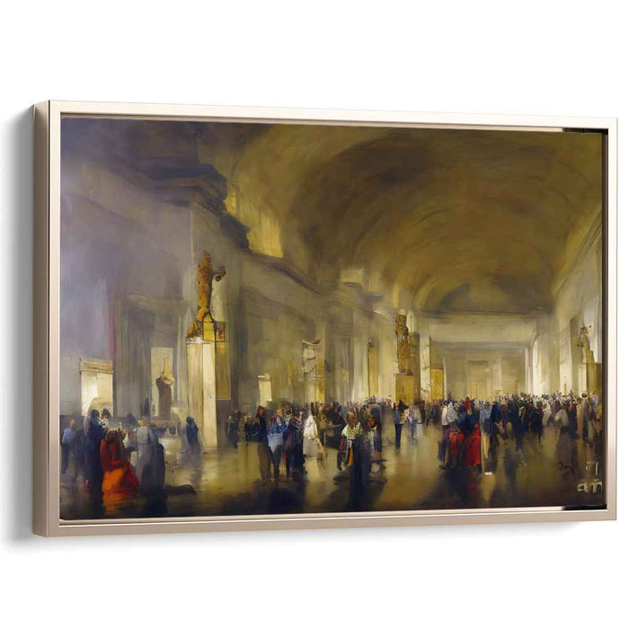 Grandeur Within Gold Walls: Majestic Golden Hall Oil Painting