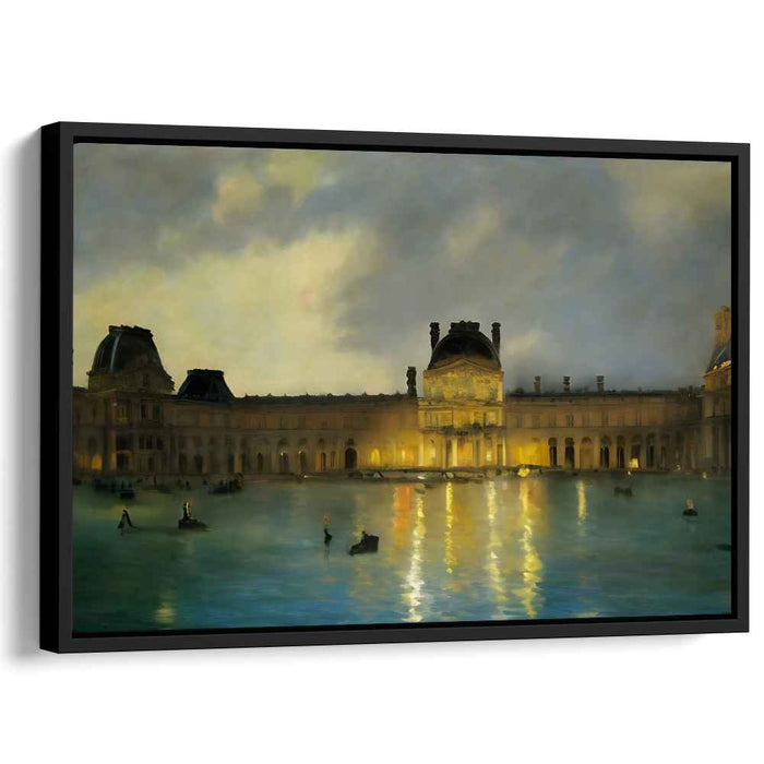 Parisian Nightfall Delight: Impressionist Evening at the Louvre Canvas Art