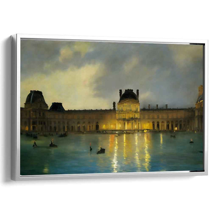 Parisian Nightfall Delight: Impressionist Evening at the Louvre Canvas Art