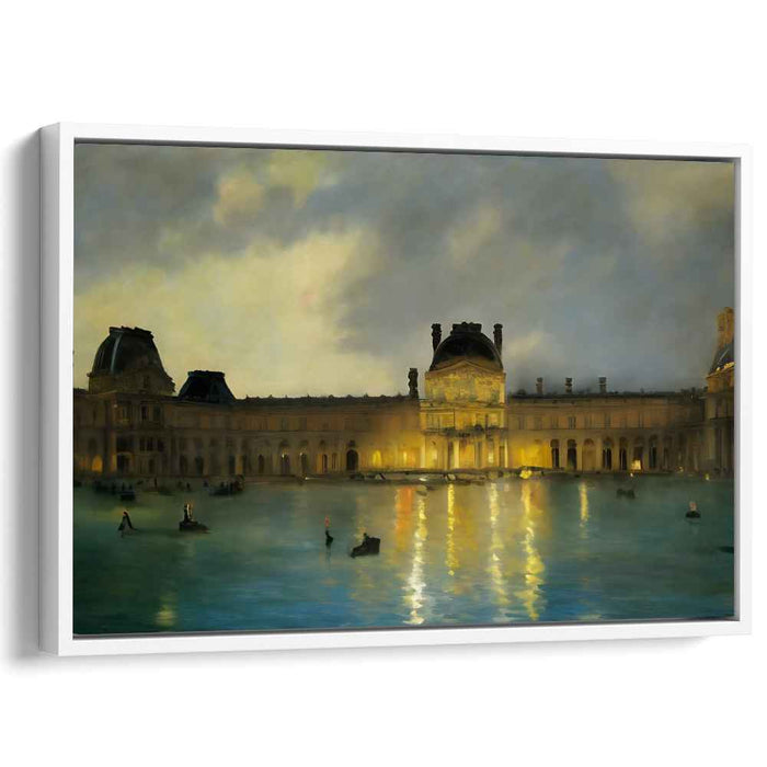 Parisian Nightfall Delight: Impressionist Evening at the Louvre Canvas Art