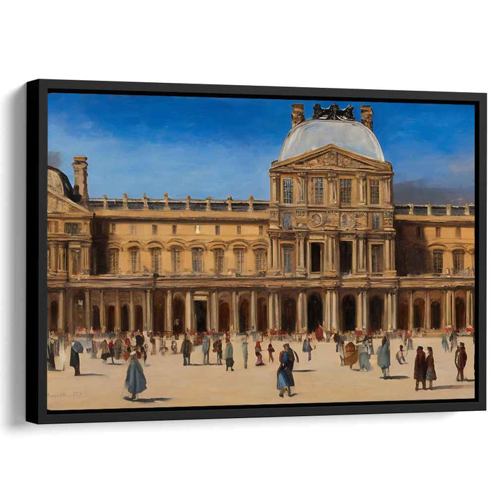 Echoes In Time's Plaza: Historical Architecture and Bustling Courtyard Scene