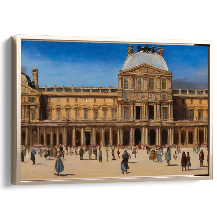 Echoes In Time's Plaza: Historical Architecture and Bustling Courtyard Scene