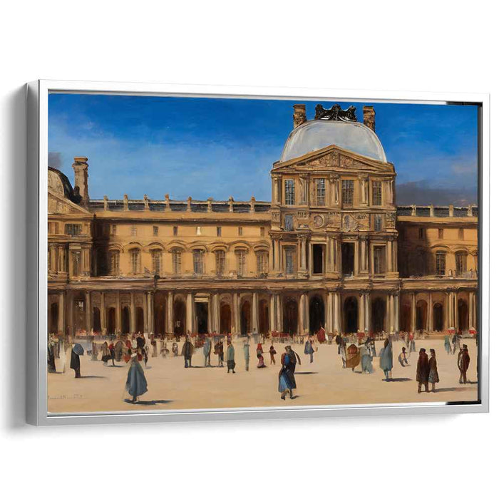 Echoes In Time's Plaza: Historical Architecture and Bustling Courtyard Scene