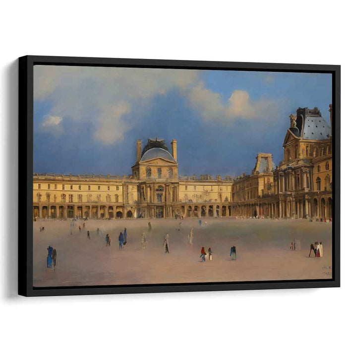 Elegant Twilight at Louvre: Historical Parisian Courtyard Canvas Art