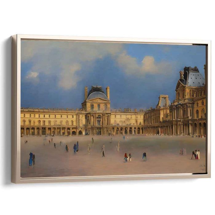 Elegant Twilight at Louvre: Historical Parisian Courtyard Canvas Art