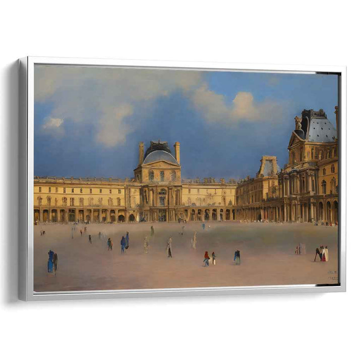 Elegant Twilight at Louvre: Historical Parisian Courtyard Canvas Art