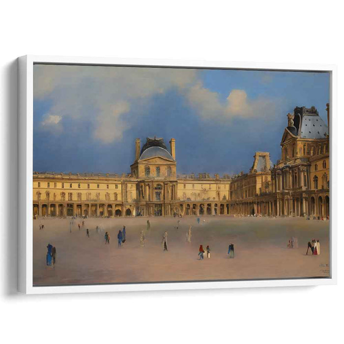 Elegant Twilight at Louvre: Historical Parisian Courtyard Canvas Art