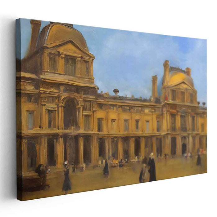 Gilded Renaissance Dreams: Classic European Architecture in Golden Hues Canvas Art