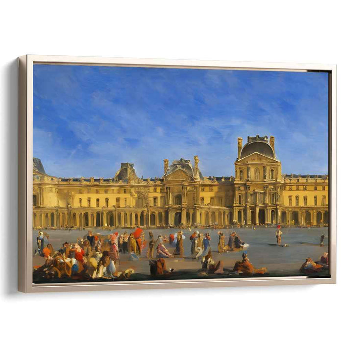 Historic Courtyard: A Lively Scene in Front of an Iconic Building